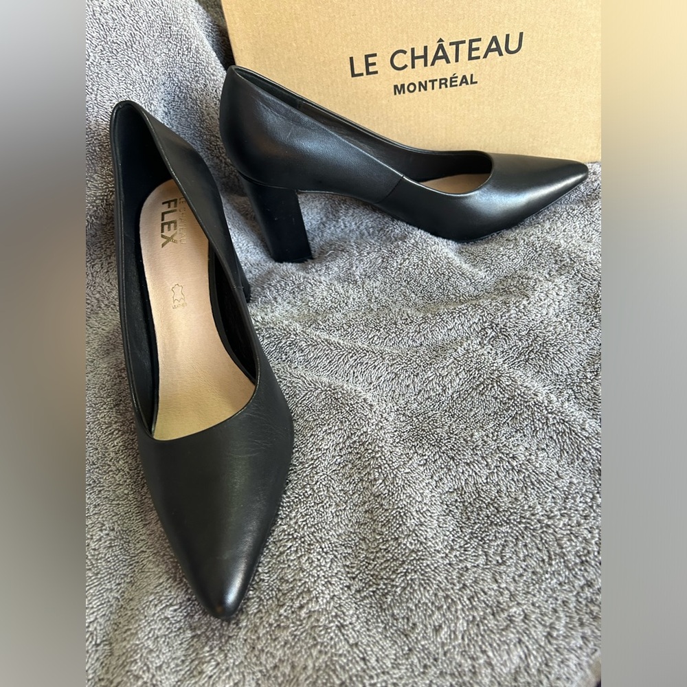 Black Leather Heels- never worn